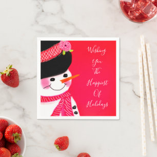 Artsy Snowman With Reds Napkin