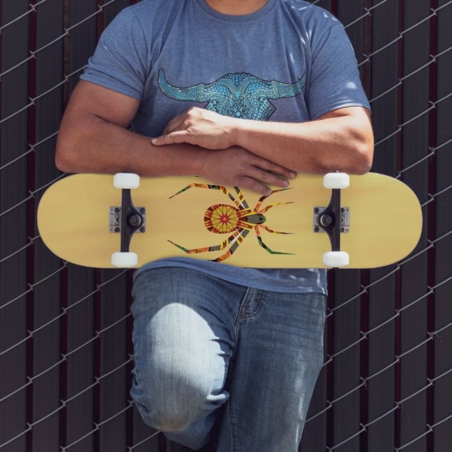 Artsy Spider on Yellow Back Board Skate Deck (Outdoor 3)