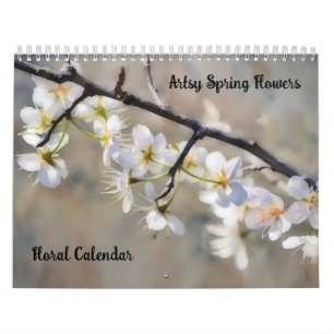 Artsy Spring Flowers Floral Calendar