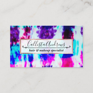 Artsy Summer Pink Blue Colourful Tie Dye Pattern Business Card