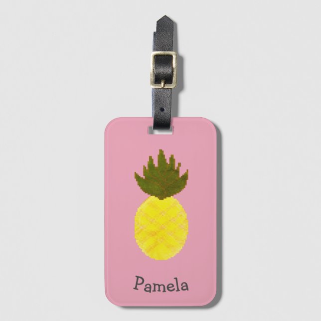 Artsy Summertime Pineapple Luggage Tag (Front Vertical)