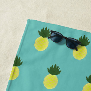 Artsy Summertime Pineapple Pattern Beach Towel