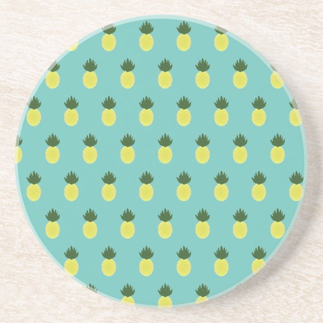 Artsy Summertime Pineapple Pattern Coaster (Front)
