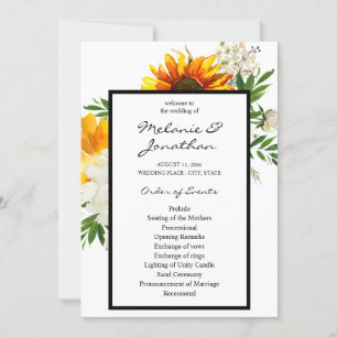 Artsy Sunflower Floral Wedding Ceremony Program Invitation