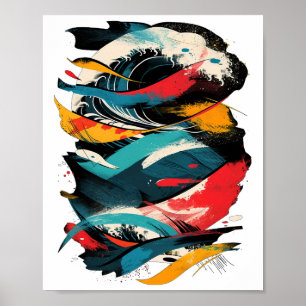 Artsy Surfer On Abstract Men Women Surfing Poster