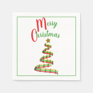Artsy Swish Red, Green, and Gold Christmas Tree Napkin