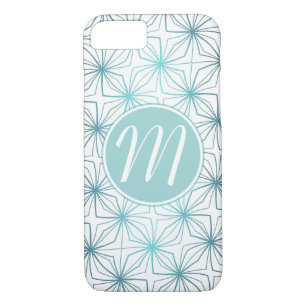 Artsy Teal Monogram Vintage Pattern iPhone 8/7 Case