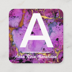 *~* Artsy Trendy INITIAL GOLD QR LOGO PHOTO Square Business Card