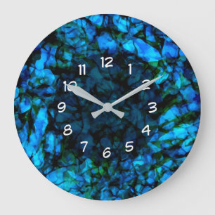 Artsy Turquoise And Blue Wall Large Clock