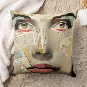 Artsy Unique Digital Art Pretty Lady Abstract Cushion