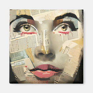 Artsy Unique Digital Art   Pretty Lady Abstract Magnet