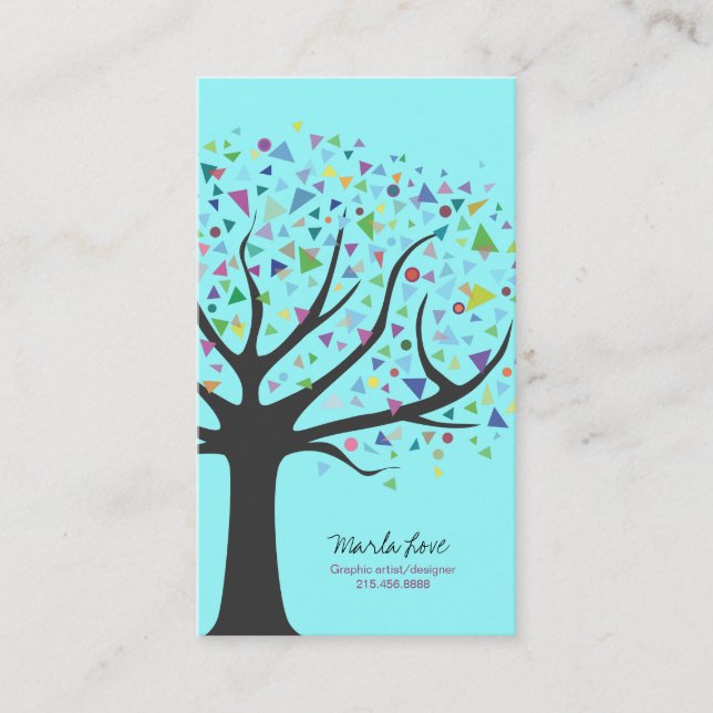 Artsy Unique Tree Business Card Art designer (Front)