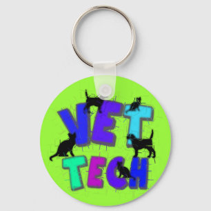 Artsy Vet Tech Gifts, Unique artist drawn design Key Ring