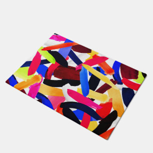 Artsy Vibrant Colourful Brushstroke Explosion Art Doormat