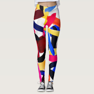 Artsy Vibrant Colourful Brushstroke Explosion Art Leggings