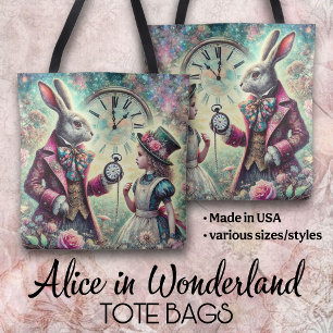 Artsy Vintage Alice in Wonderland Illustration  Tote Bag