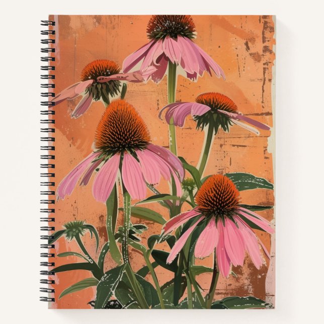 Artsy Vintage Coneflower Aesthetic Notebook (Front)