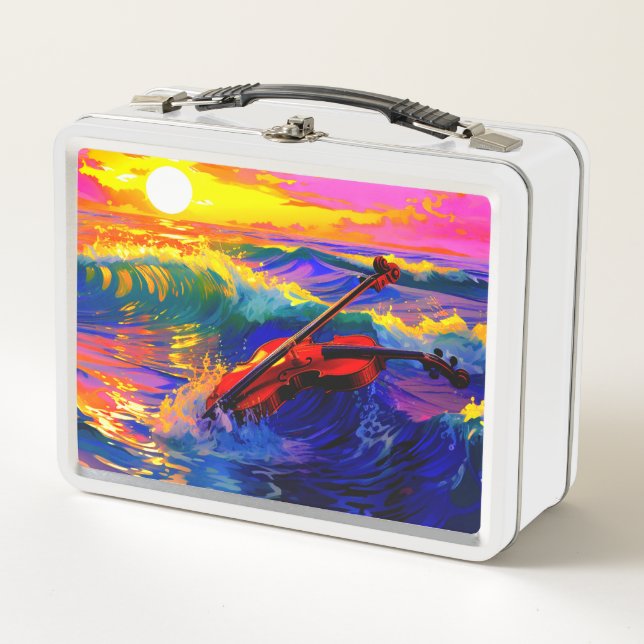 Artsy Violin Metal Lunch Box (Front)