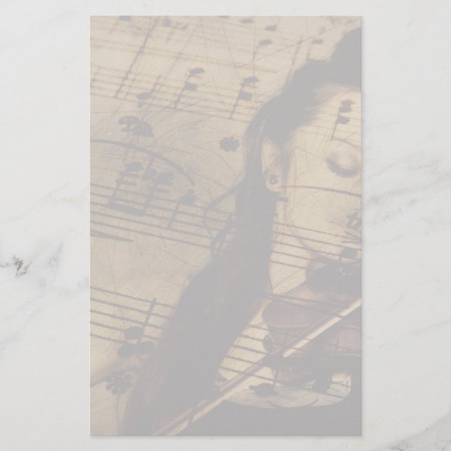 Artsy Violin Music Stationery (Front)