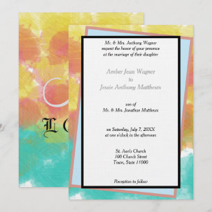 Artsy Watercolors Geometric Framed Wedding Invitation