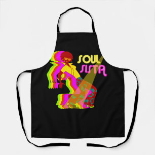 Artsy Womens Funk Sista Vintage 70s Costume Afro S Apron