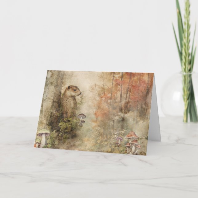 Artsy Woodland Animals Wildlife Otter Greeting  Card (Front)