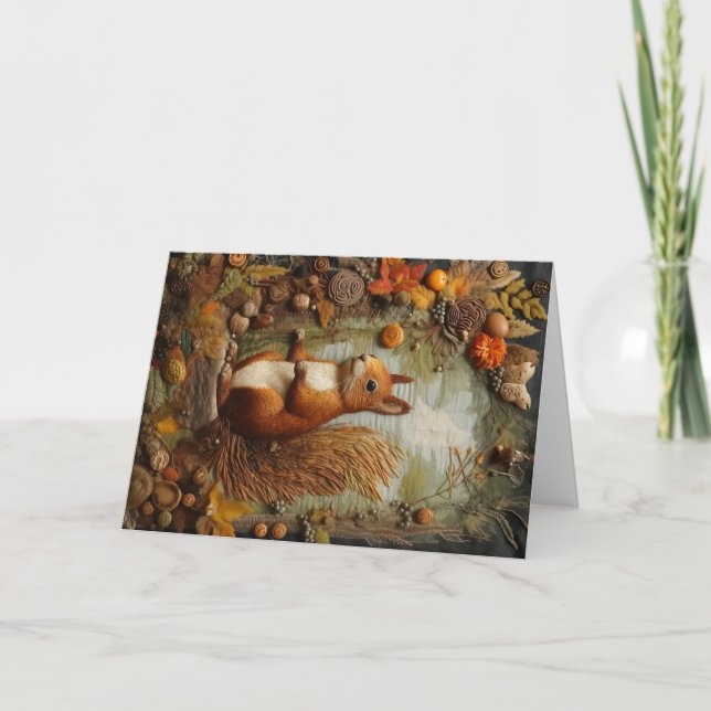 Artsy Woodland Animals Wildlife Squirrel Greeting Card (Front)