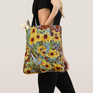Artsy Yellow Coneflowers Floral Tote Bag