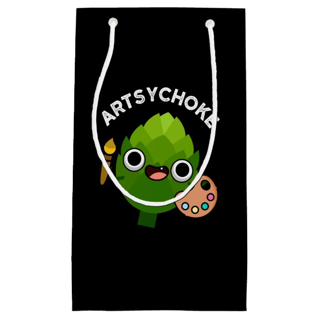 Artsychoke Funny Veggie Artichoke Pun Dark BG Small Gift Bag (Front)