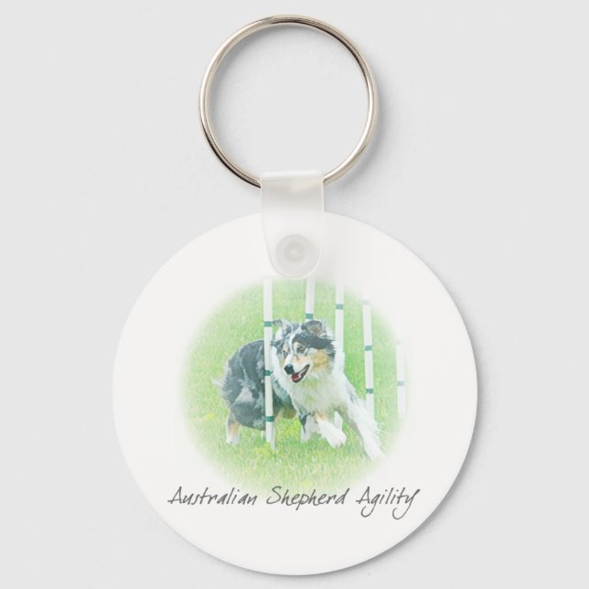 Artwork Australian Shepherd Agility Keychain (Front)