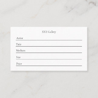Artwork Display Label Card Template