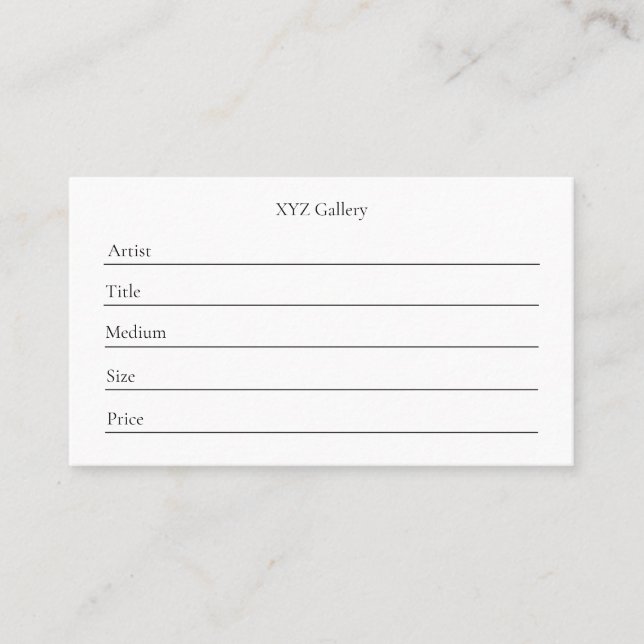 Artwork Display Label Card Template (Front)