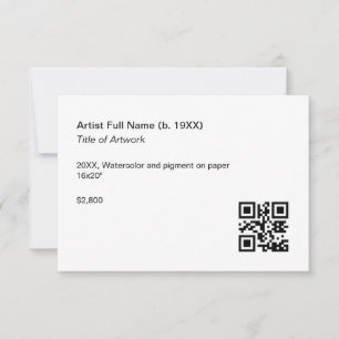 Artwork Exhibition Label Template with QR Code