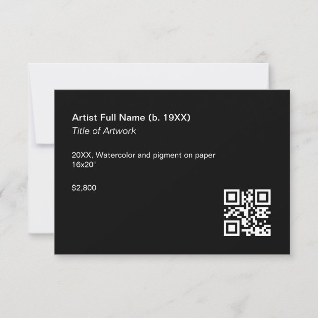 Artwork Exhibition Label Template with QR Code (Front)