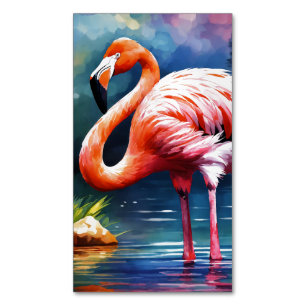 Artwork graphic of Pink Flamingo in the watercolor Magnetic Business Card