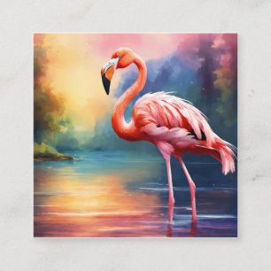 Artwork graphic of Pink Flamingo in the watercolor Square Business Card