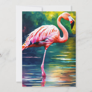 Artwork graphic of Pink Flamingo in the watercolor Thank You Card