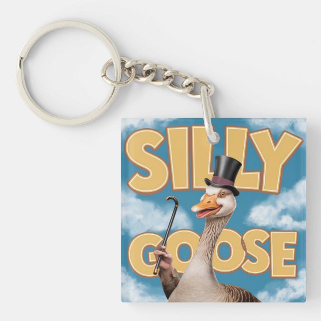  Artwork Illustration Silly goose, Funny Goose Key Ring (Front)