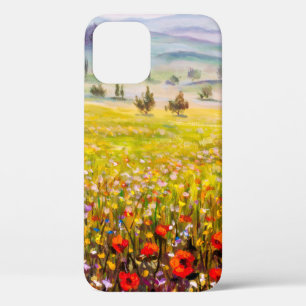 Artwork Italian tuscany cypresses landscape with m iPhone 12 Case