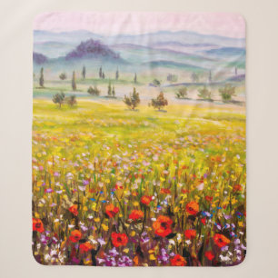 Artwork Italian tuscany cypresses landscape with m Sherpa Blanket