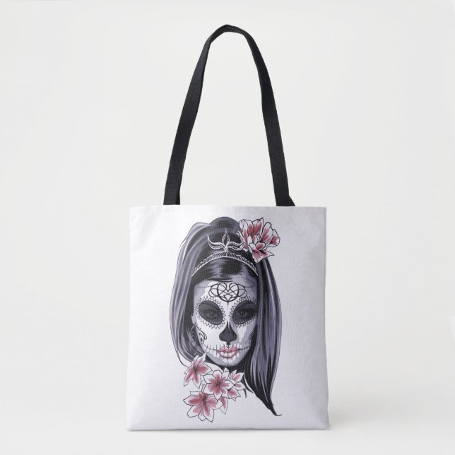 Artwork Mask Make Up Goth Girl Tote Bag (Front)