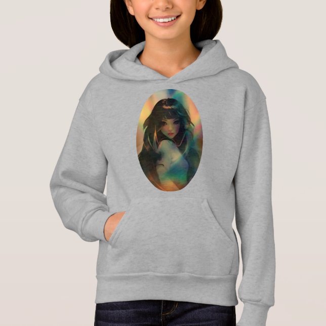 Artwork of Anime Girl Surrounded by Rainbow Light (Front)
