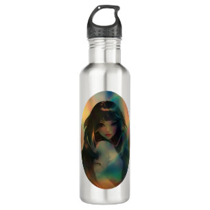 Artwork of Anime Girl Surrounded by Rainbow Light 710 Ml Water Bottle