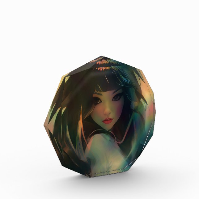 Artwork of Anime Girl Surrounded by Rainbow Light Photo Block (Left)