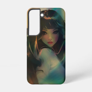 Artwork of Anime Girl Surrounded by Rainbow Light Samsung Galaxy Case