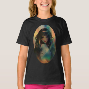 Artwork of Anime Girl Surrounded by Rainbow Light T-Shirt