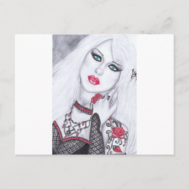 Artwork of Beautiful ladies and flowers Postcard (Front)