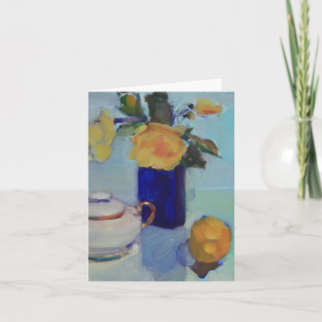 Artwork of Yellow Roses and Lemon Card (Front)