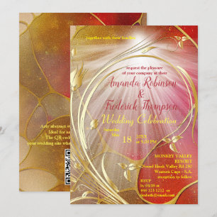 Arty abstract Gold flower Magenta 2023 colour Invi Invitation