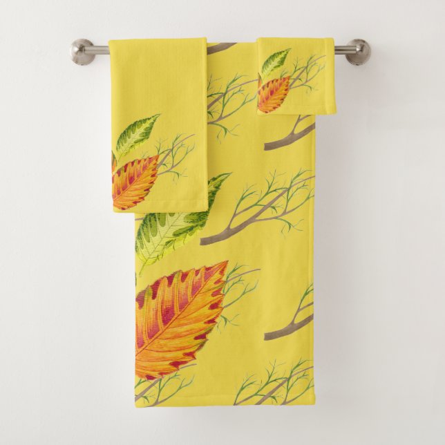Arty Autumn on a Bathroom Towel Set (Insitu)